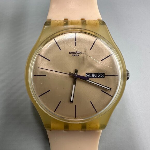 Swatch Rose Rebel Watch Unisex Date Window Round 40MM SUOT700 New Battery main image 13